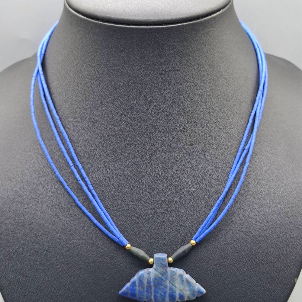 Artisan Blue Natural Lapis Lazuli Stone Beautiful Egyptian Necklace